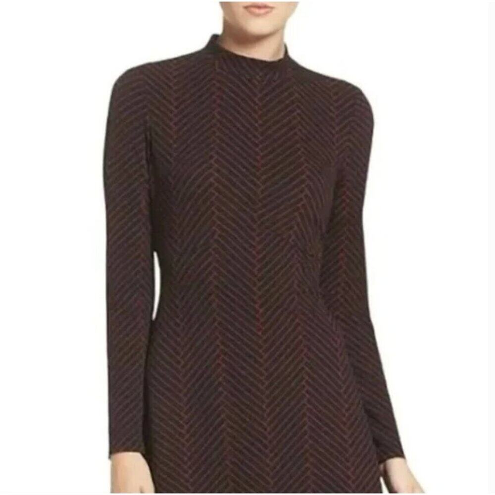 Ivanka Trump Mock Neck Long Sleeve Black and Red Dress Flare A-line Dress Size 4